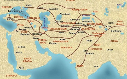 Con đường tơ lụa trải dài từ Á qua Âu được mô phỏng thời xưa